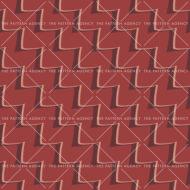 A seamless pattern with diagonal steps in orange and dark red on a red background background.